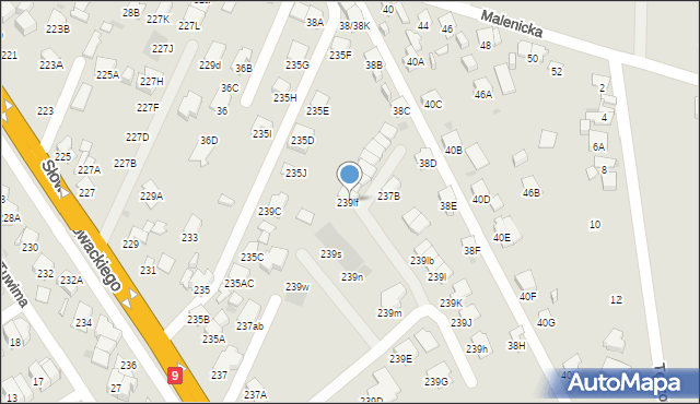 Radom, Słowackiego Juliusza, 239lf, mapa Radomia