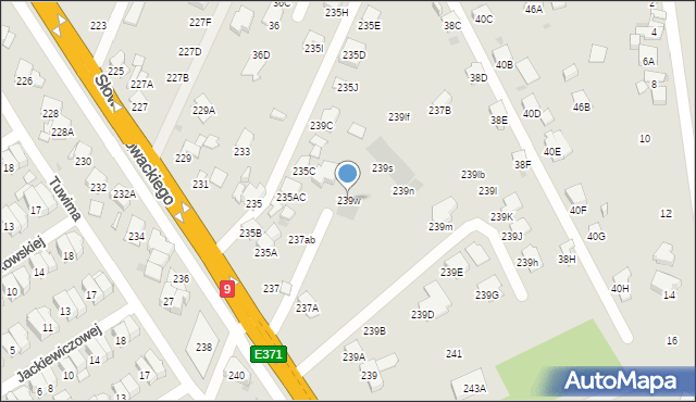 Radom, Słowackiego Juliusza, 239w, mapa Radomia