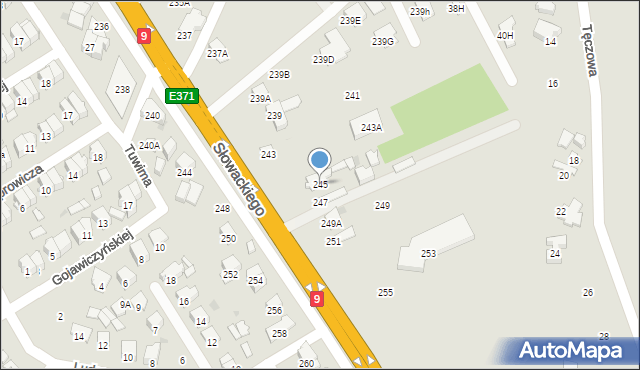 Radom, Słowackiego Juliusza, 245, mapa Radomia