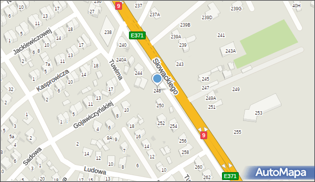 Radom, Słowackiego Juliusza, 248, mapa Radomia