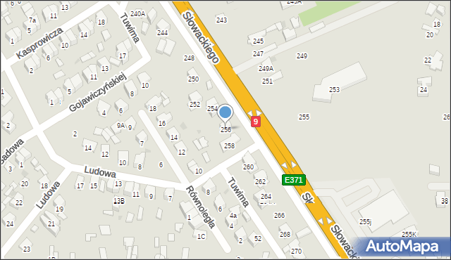Radom, Słowackiego Juliusza, 256, mapa Radomia