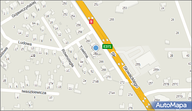 Radom, Słowackiego Juliusza, 264A, mapa Radomia