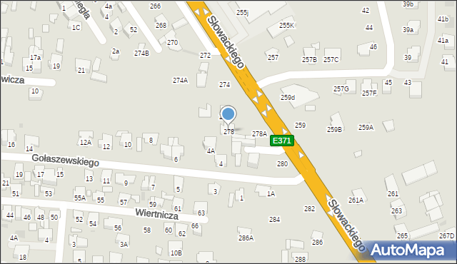 Radom, Słowackiego Juliusza, 278, mapa Radomia