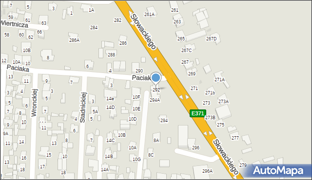 Radom, Słowackiego Juliusza, 292, mapa Radomia