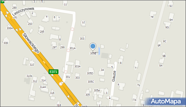 Radom, Słowackiego Juliusza, 305E, mapa Radomia