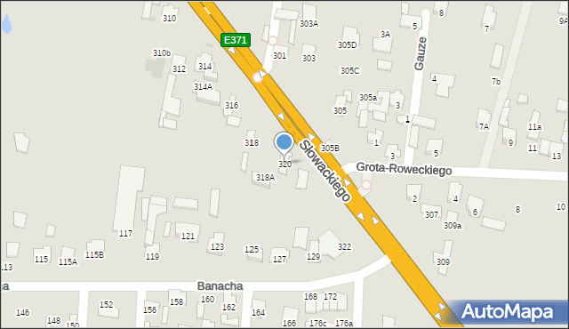 Radom, Słowackiego Juliusza, 320, mapa Radomia