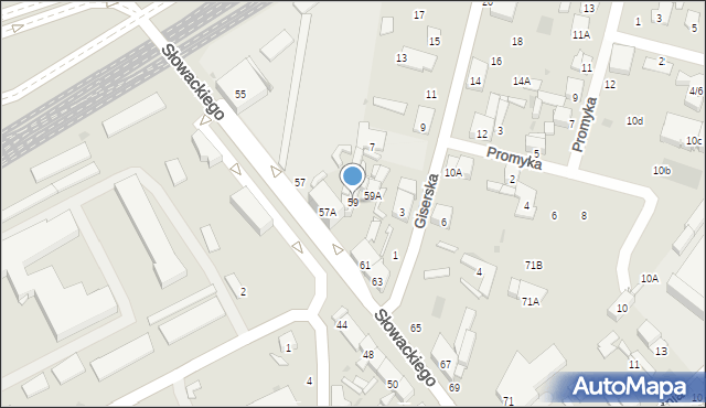 Radom, Słowackiego Juliusza, 59, mapa Radomia