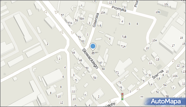 Radom, Słowackiego Juliusza, 65, mapa Radomia