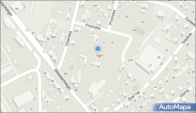 Radom, Słowackiego Juliusza, 71B, mapa Radomia