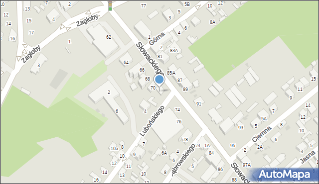 Radom, Słowackiego Juliusza, 72, mapa Radomia