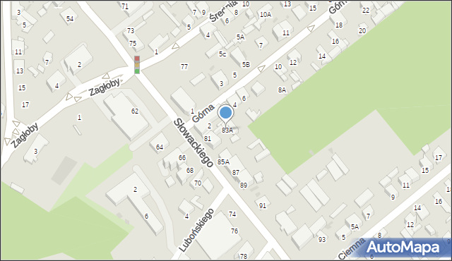 Radom, Słowackiego Juliusza, 83A, mapa Radomia