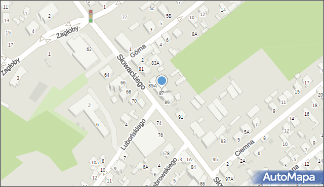 Radom, Słowackiego Juliusza, 87, mapa Radomia