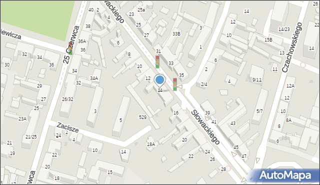 Radom, Słowackiego Juliusza, 14, mapa Radomia