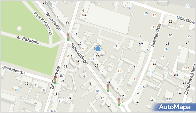 Radom, Słowackiego Juliusza, 25a, mapa Radomia