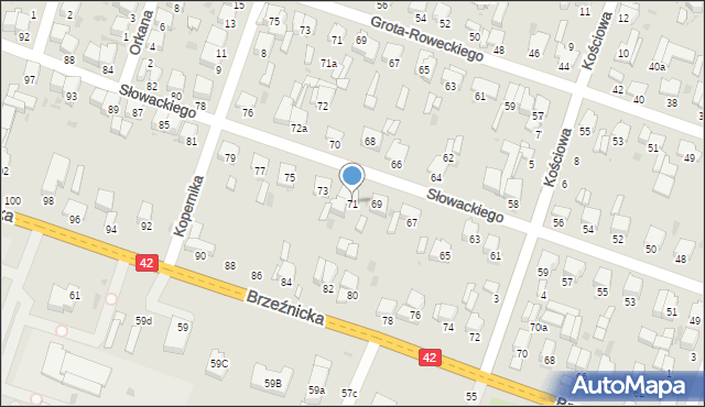 Radomsko, Słowackiego Juliusza, 71, mapa Radomsko