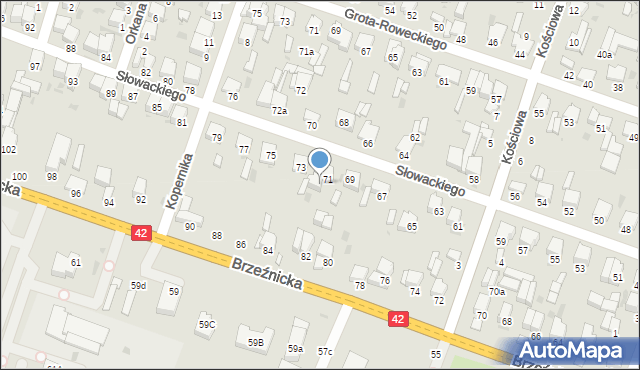 Radomsko, Słowackiego Juliusza, 71a, mapa Radomsko