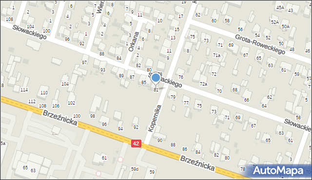 Radomsko, Słowackiego Juliusza, 81, mapa Radomsko