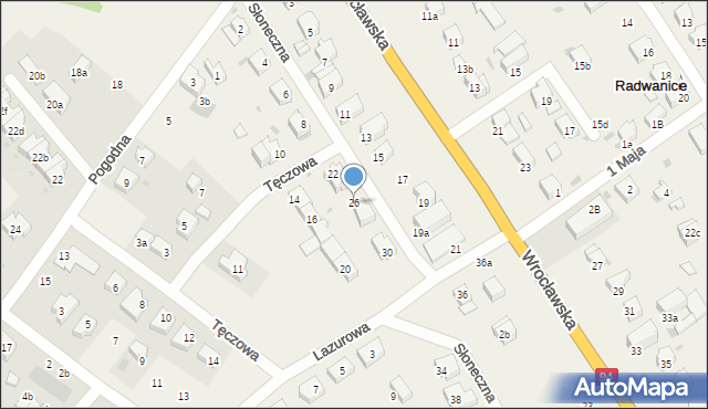 Radwanice, Słoneczna, 26, mapa Radwanice