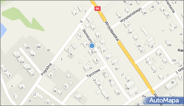 Radwanice, Słoneczna, 6, mapa Radwanice