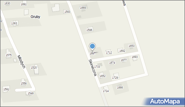 Radziechowy, Słoneczna, 1647, mapa Radziechowy