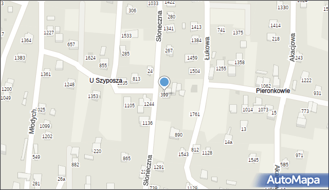 Radziechowy, Słoneczna, 399, mapa Radziechowy