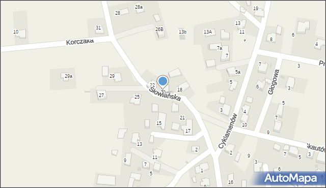 Rajsko, Słowiańska, 20, mapa Rajsko