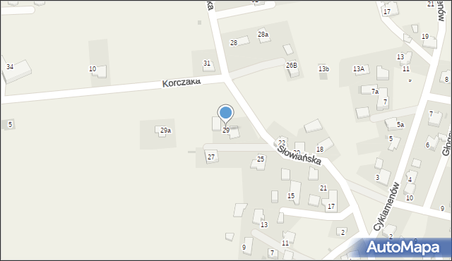 Rajsko, Słowiańska, 29, mapa Rajsko