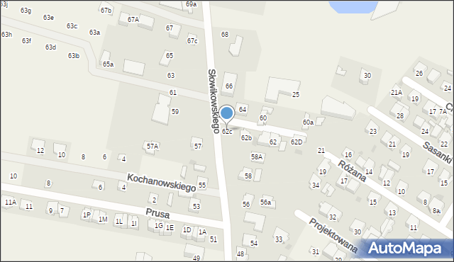 Raszyn, Słowikowskiego, 62c, mapa Raszyn