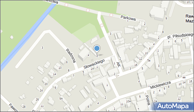 Rawa Mazowiecka, Słowackiego Juliusza, 2, mapa Rawa Mazowiecka