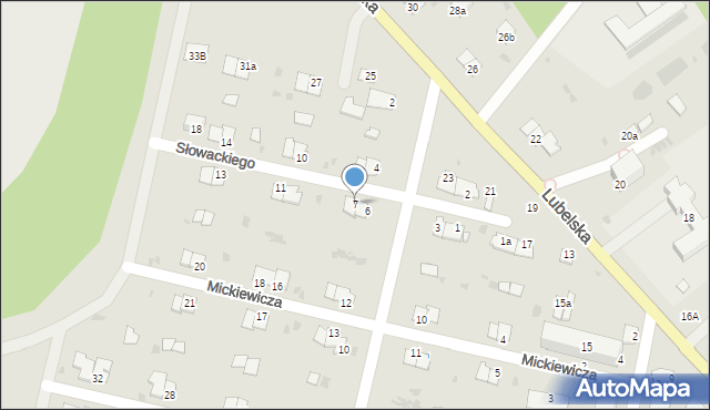 Rejowiec Fabryczny, Słowackiego Juliusza, 7, mapa Rejowiec Fabryczny