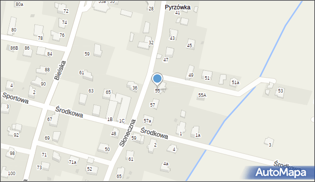 Roczyny, Słoneczna, 55, mapa Roczyny