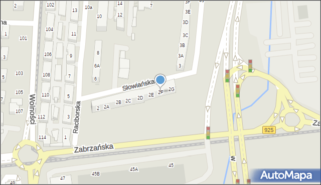 Ruda Śląska, Słowiańska, 2F, mapa Rudy Śląskiej