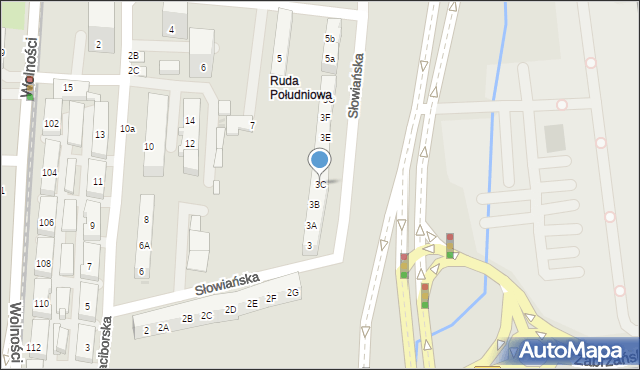 Ruda Śląska, Słowiańska, 3C, mapa Rudy Śląskiej