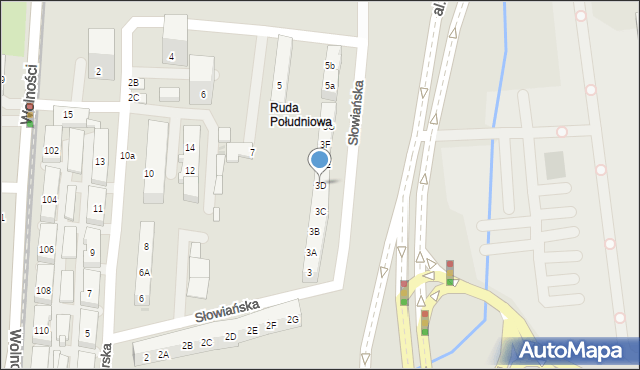 Ruda Śląska, Słowiańska, 3D, mapa Rudy Śląskiej