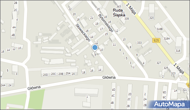 Ruda Śląska, Słowackiego Juliusza, 3, mapa Rudy Śląskiej
