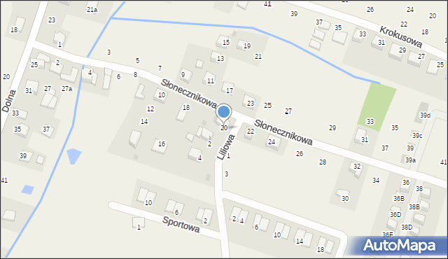 Rybna, Słonecznikowa, 20, mapa Rybna