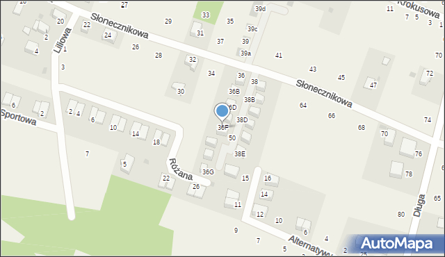 Rybna, Słonecznikowa, 36F, mapa Rybna