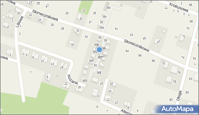 Rybna, Słonecznikowa, 38D, mapa Rybna