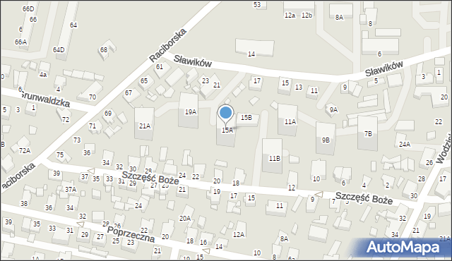 Rybnik, Sławików, 15A, mapa Rybnika