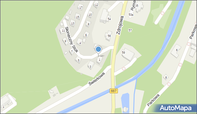 Rymanów-Zdrój, Słoneczny Stok, 1a, mapa Rymanów-Zdrój
