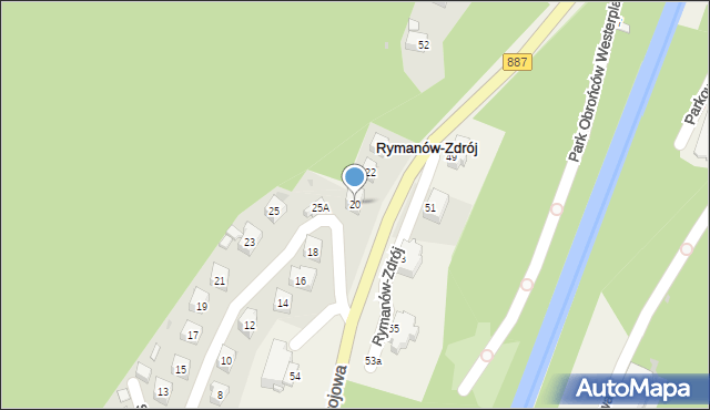 Rymanów-Zdrój, Słoneczny Stok, 20, mapa Rymanów-Zdrój