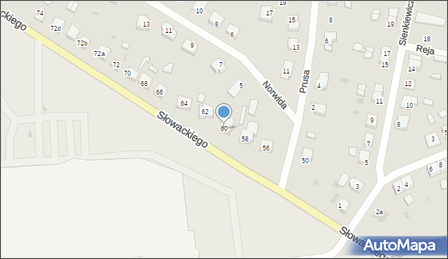 Rzepin, Słowackiego Juliusza, 60, mapa Rzepin