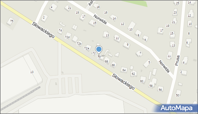 Rzepin, Słowackiego Juliusza, 70, mapa Rzepin