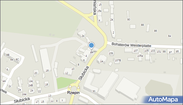 Rzepin, Słubicka, 4A, mapa Rzepin