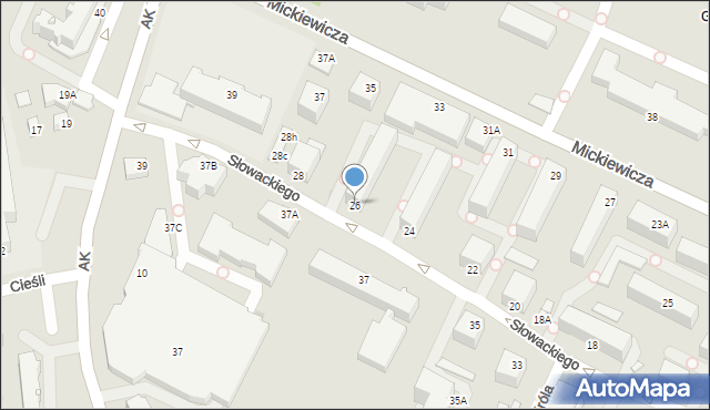 Sandomierz, Słowackiego Juliusza, 26, mapa Sandomierza