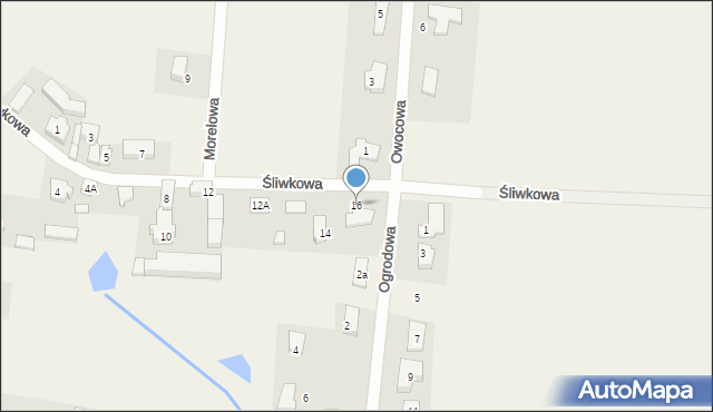 Santocko, Śliwkowa, 16, mapa Santocko