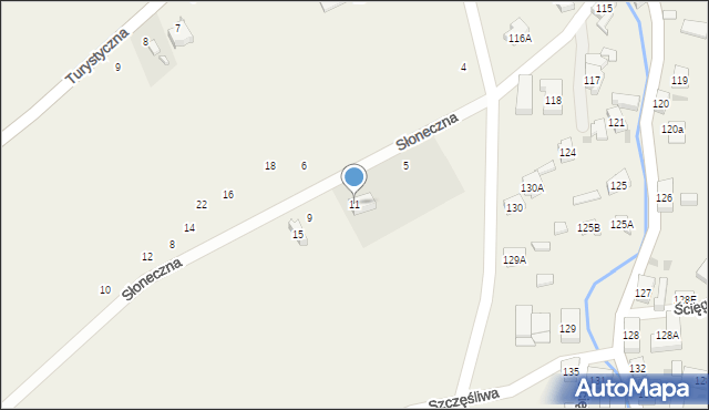 Ścięgny, Słoneczna, 11, mapa Ścięgny