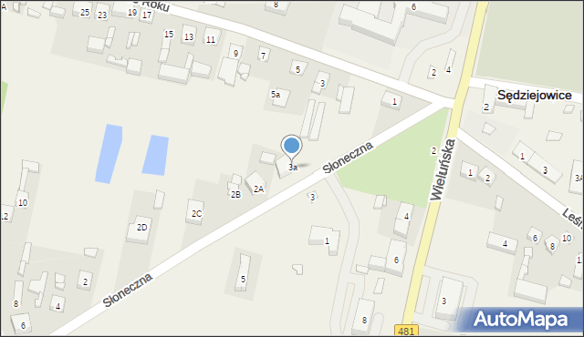 Sędziejowice, Słoneczna, 3a, mapa Sędziejowice