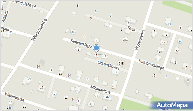 Serock, Słowackiego Juliusza, 3, mapa Serock