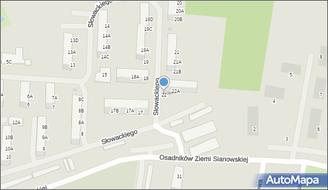 Sianów, Słowackiego Juliusza, 22, mapa Sianów